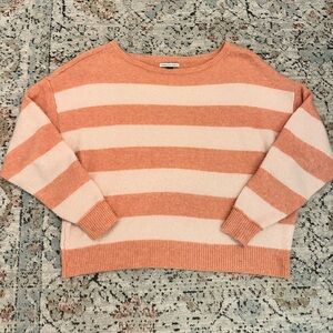 American Eagle Peach Striped Oversized Scoop Neck Sweater | XS